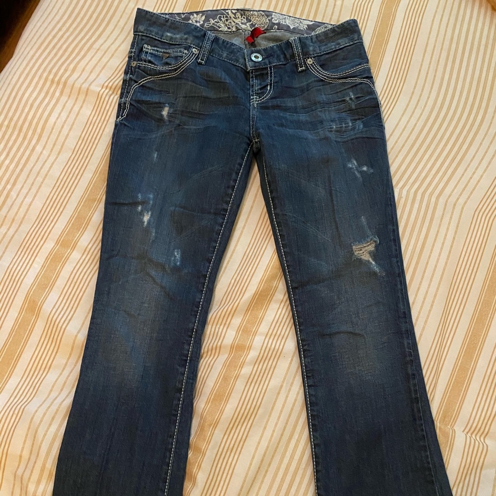 Guess Distressed Boot Cut Jeans